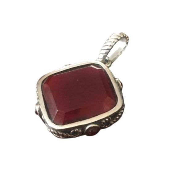 BARSE Sterling Silver Rope Embellished Red Carnelian Pendant - Picture 2 of 11